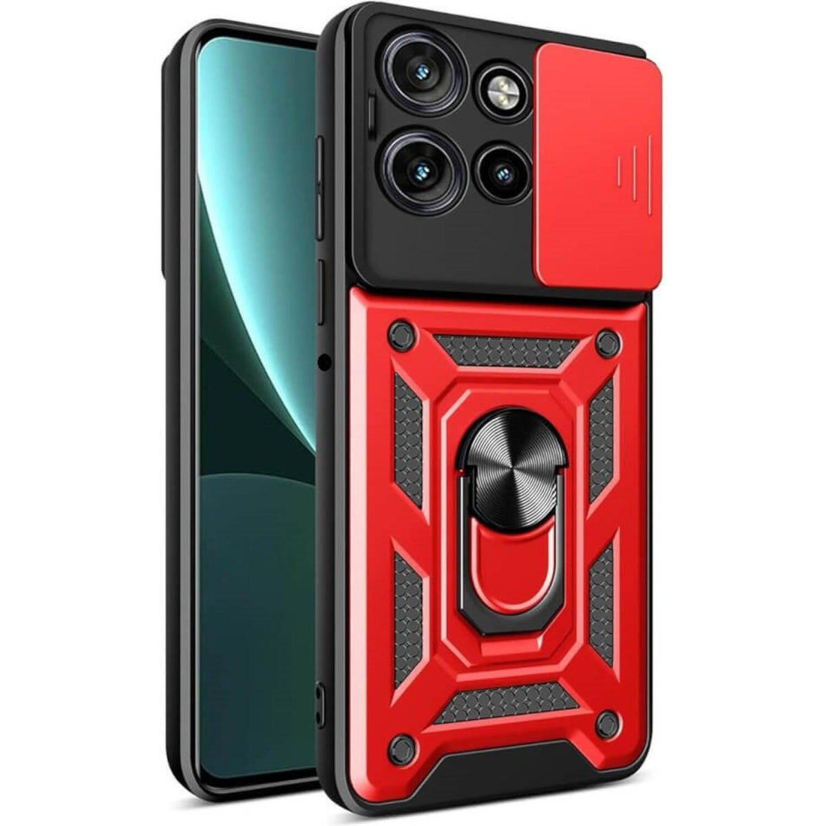 Θήκη Motorola Edge 60 Neo / Edge 50 Neo Bodycell Armor Slide Ανθεκτική με Κάλυμμα για την Κάμερα & Μεταλλικό Ring Holder - Re