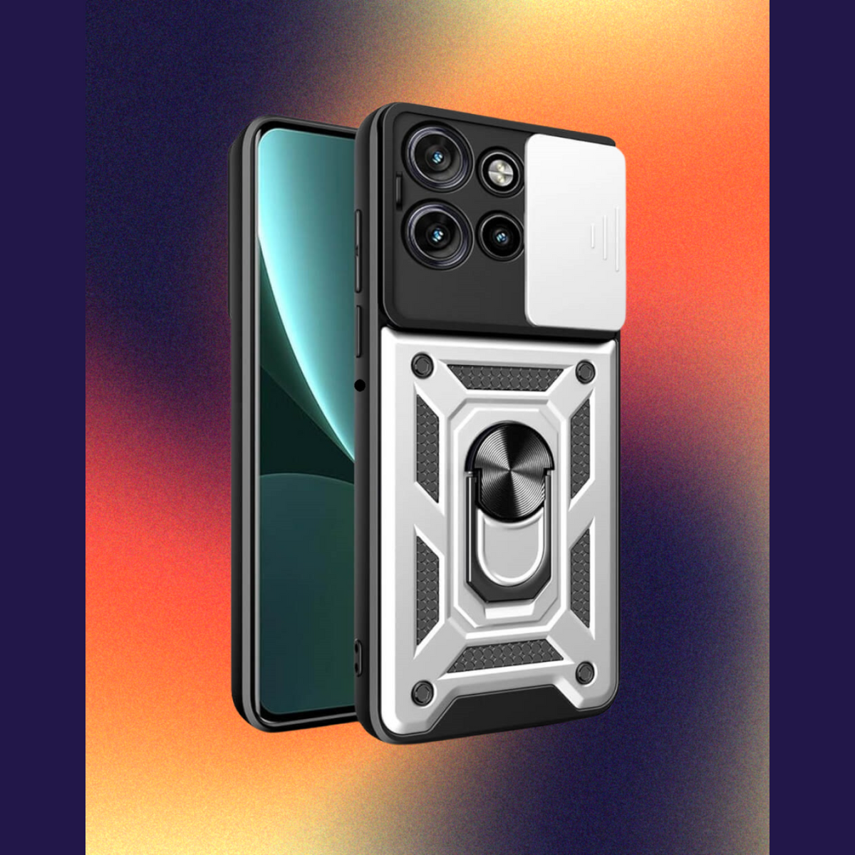 Θήκη Motorola Edge 60 Neo / Edge 50 Neo Bodycell Armor Slide Ανθεκτική με Κάλυμμα για την Κάμερα & Μεταλλικό Ring Holder - Si