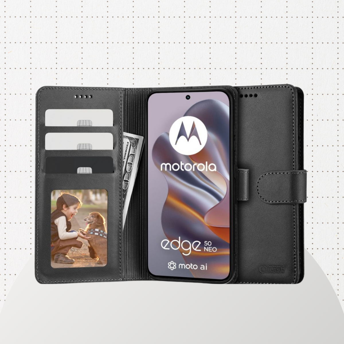 Θήκη Motorola Edge 60 Neo / Edge 50 Neo Tech-Protect Wallet Πορτοφόλι - Black (5906302371402)