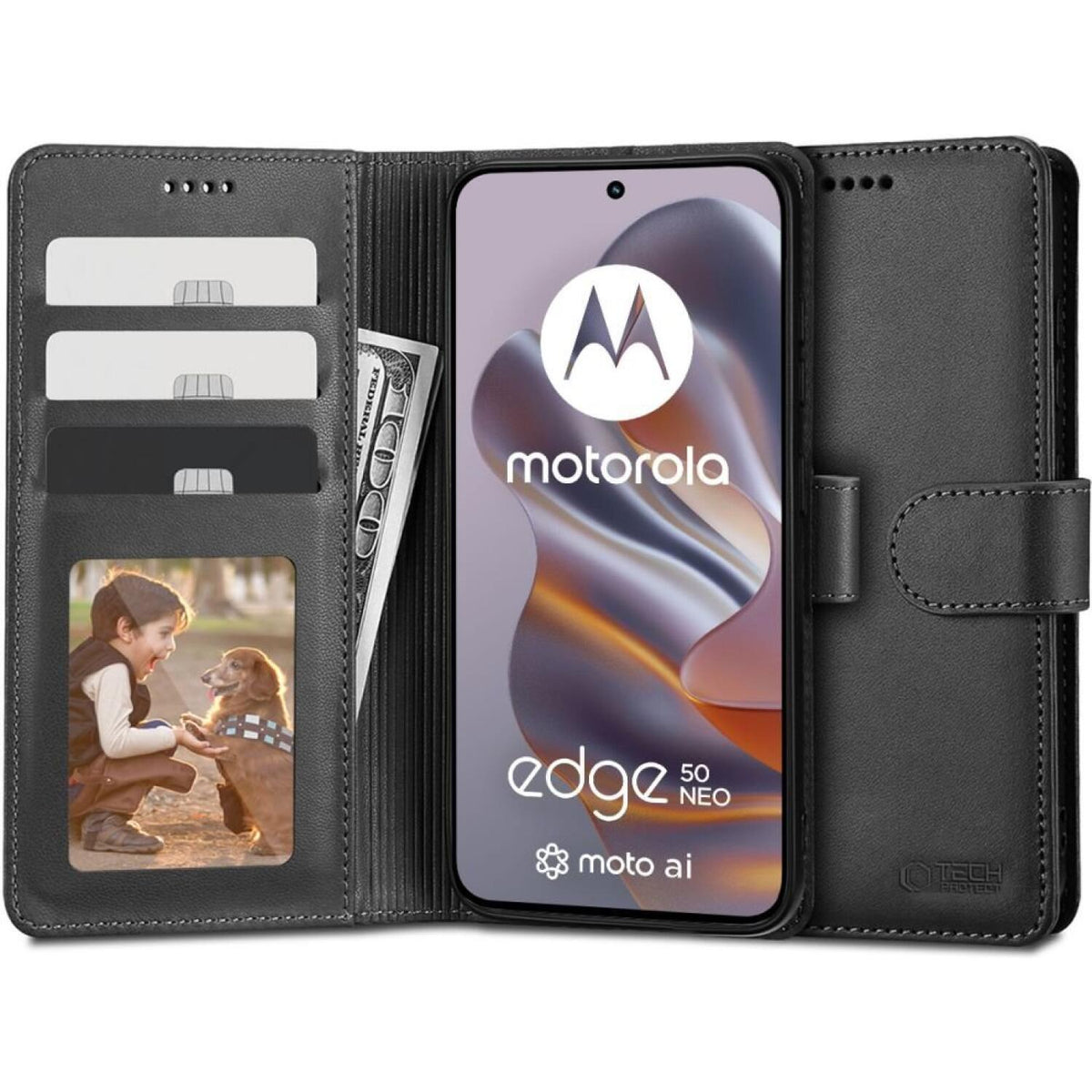 Θήκη Motorola Edge 60 Neo / Edge 50 Neo Tech-Protect Wallet Πορτοφόλι - Black (5906302371402)