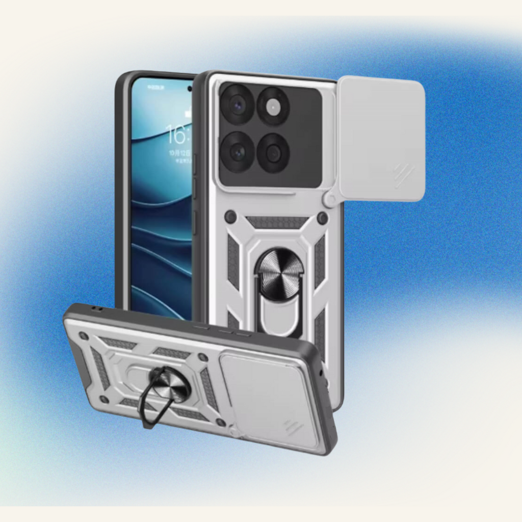 Θήκη Motorola Edge 60 Pro Bodycell Armor Slide Ανθεκτική με Κάλυμμα για την Κάμερα & Μεταλλικό Ring Holder - Silver (52060150