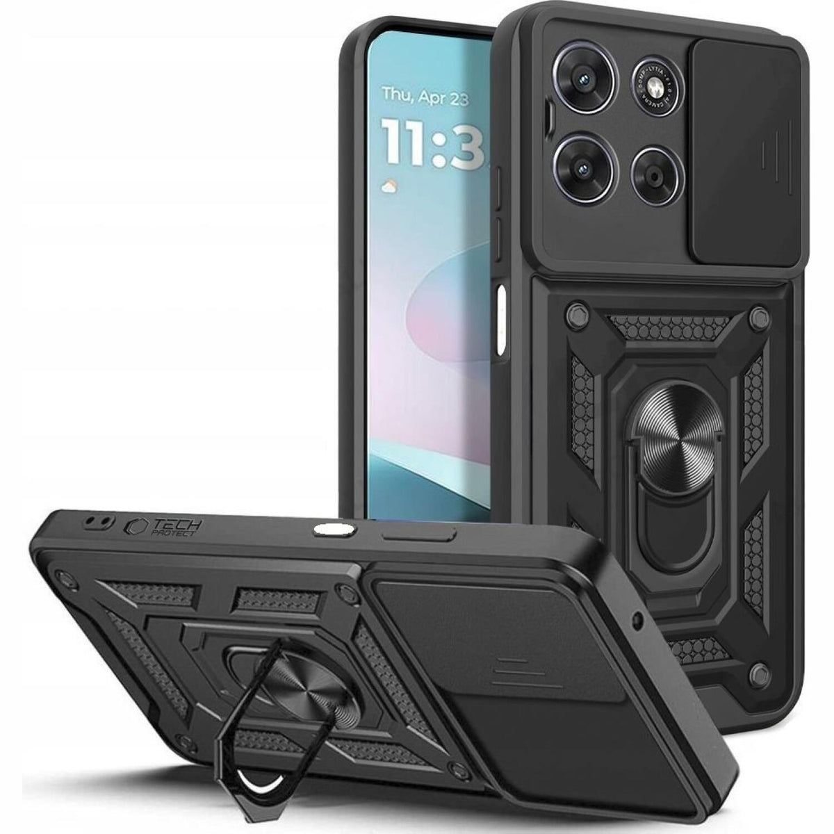 Θήκη Motorola Moto G67 Power / G57 Power Tech-Protect Camshield Pro Ανθεκτική με Κάλυμμα για την Κάμερα & Ring Holder - Black