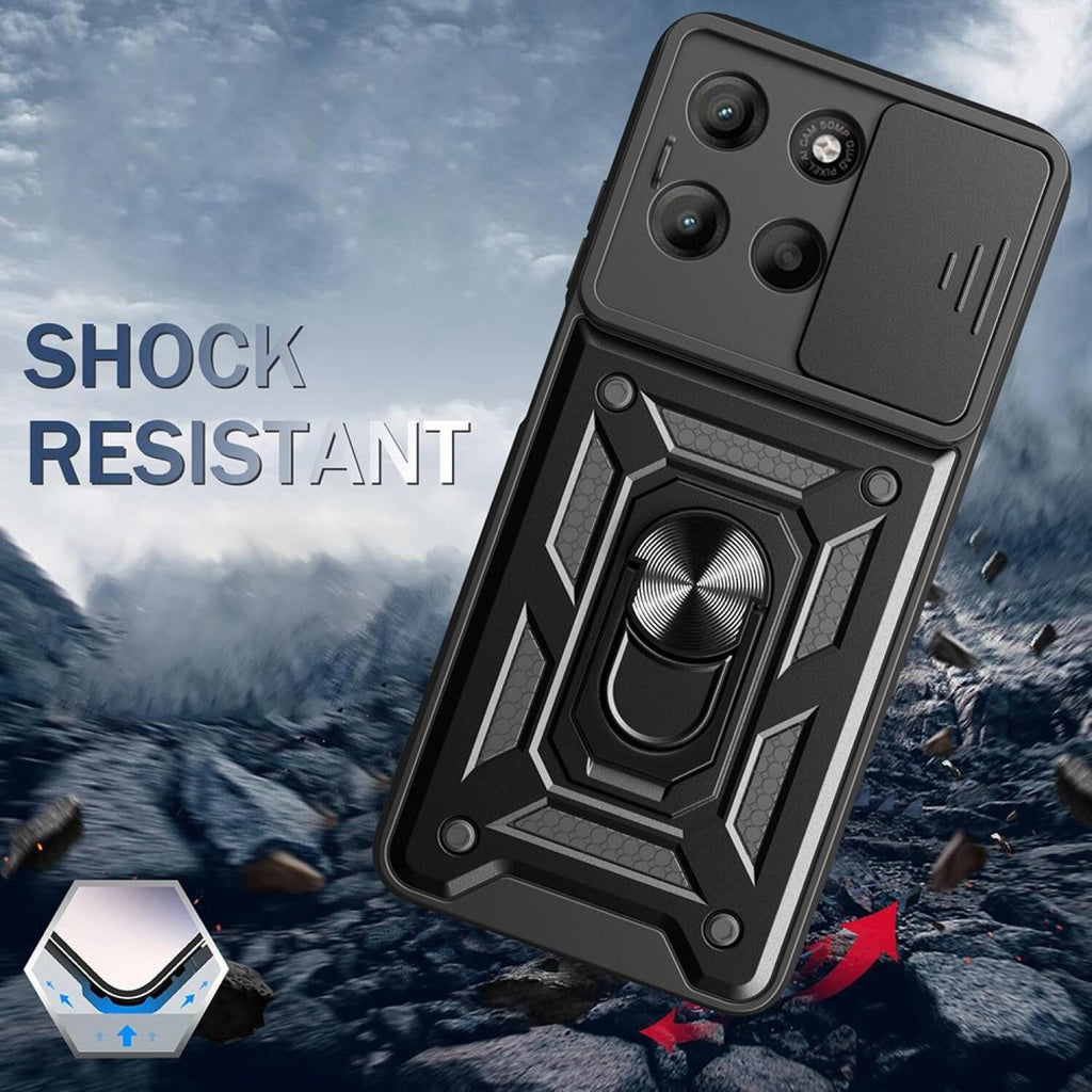 Θήκη Motorola Moto G77 / G67 Techsuit CamShield Ανθεκτική με Κάλυμμα για την Κάμερα & Μεταλλικό Ring Holder - Black (59494193
