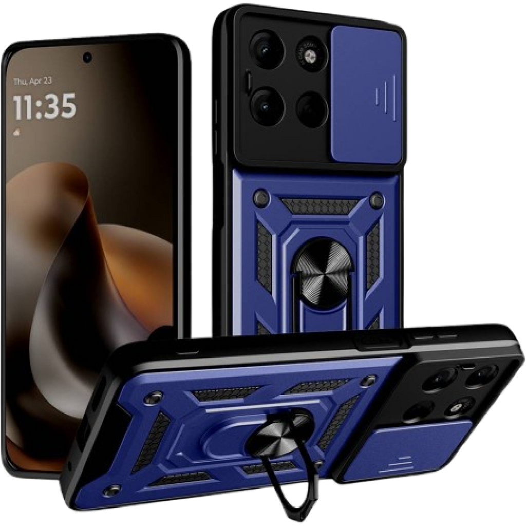 Θήκη Motorola Moto G77 / G67 Techsuit CamShield Ανθεκτική με Κάλυμμα για την Κάμερα & Μεταλλικό Ring Holder - Blue (594941936