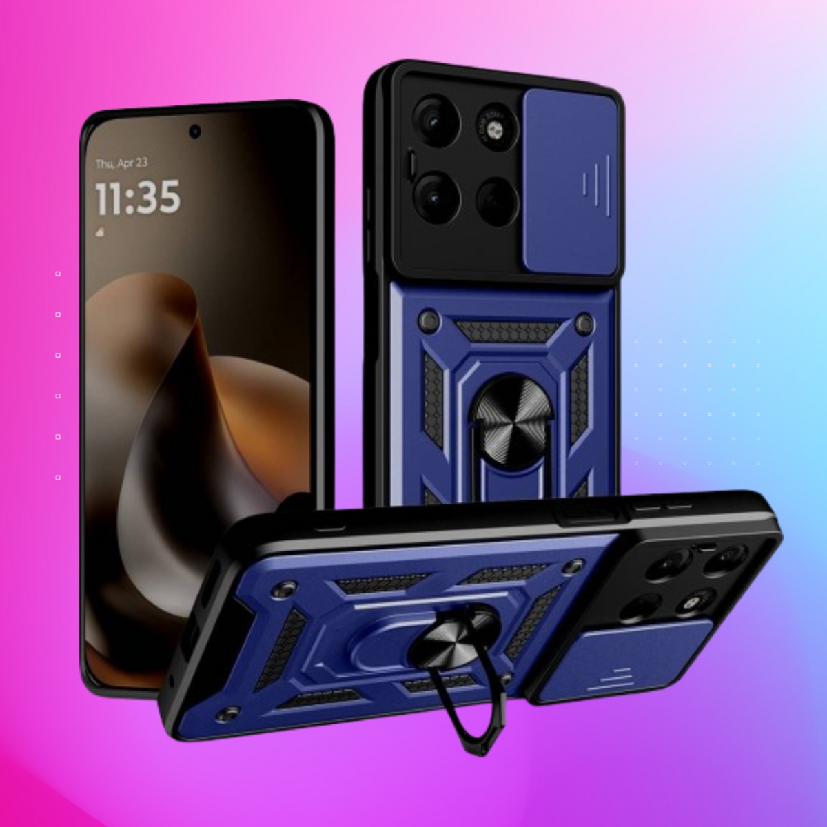 Θήκη Motorola Moto G77 / G67 Techsuit CamShield Ανθεκτική με Κάλυμμα για την Κάμερα & Μεταλλικό Ring Holder - Blue (594941936