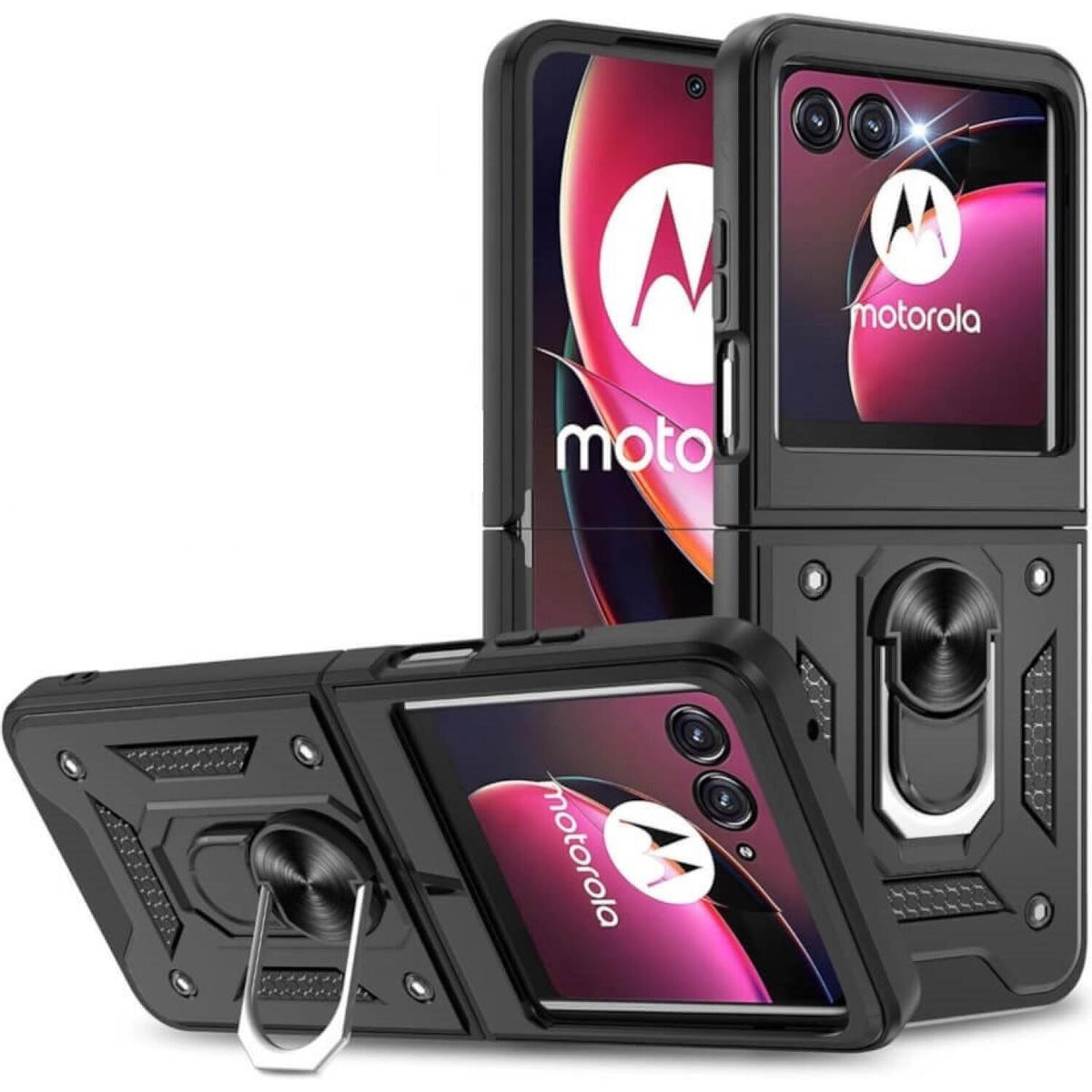 Θήκη Motorola Razr 60 / 60 Ultra Bodycell Armor Slide Ανθεκτική με Μεταλλικό Ring Holder - Black (5206015085697)