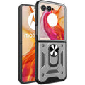 Θήκη Motorola Razr 60 / 60 Ultra Bodycell Armor Slide Ανθεκτική με Μεταλλικό Ring Holder - Silver (5206015085710)