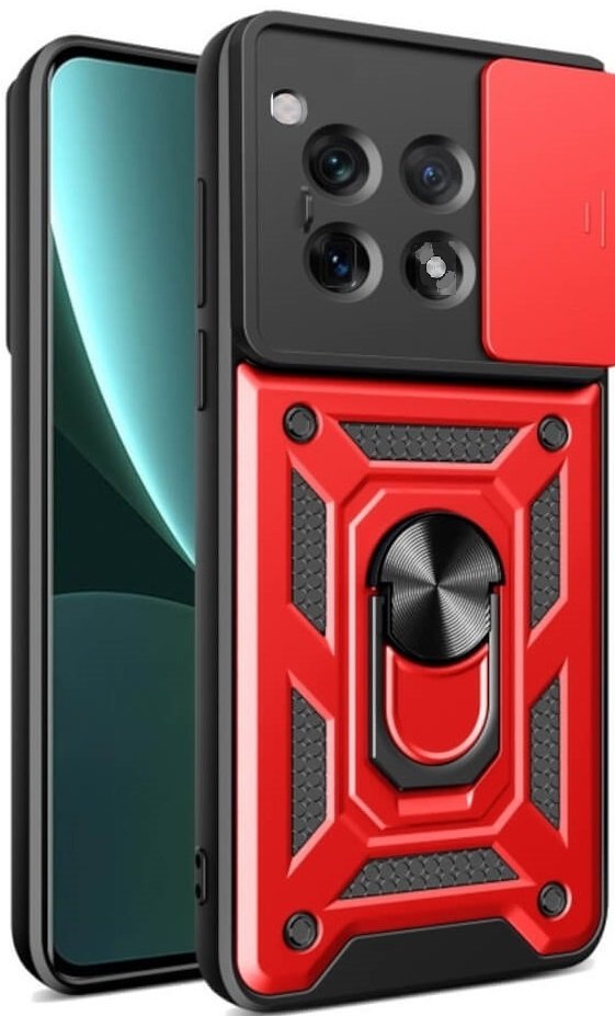 Θήκη OnePlus 12R Bodycell Armor Slide Ανθεκτική με Κάλυμμα για την Κάμερα & Μεταλλικό Ring Holder - Red (5206015080142)