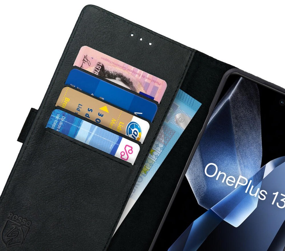 Θήκη OnePlus 13 Rosso Deluxe Δερμάτινο Πορτοφόλι - Black (8719246462948)