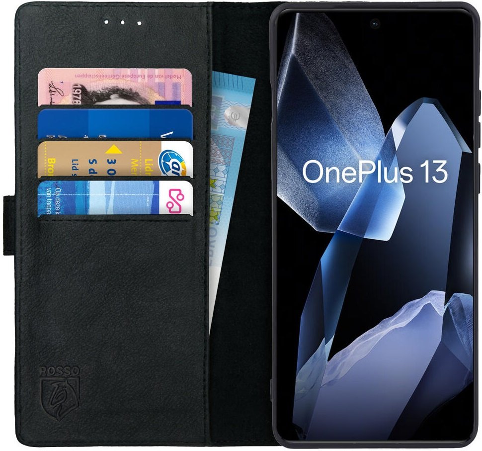 Θήκη OnePlus 13 Rosso Deluxe Δερμάτινο Πορτοφόλι - Black (8719246462948)