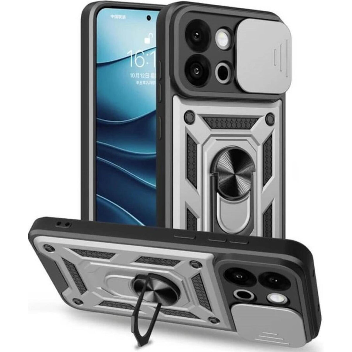 Θήκη OnePlus 13T / 13s Bodycell Armor Slide Ανθεκτική με Κάλυμμα για την Κάμερα & Μεταλλικό Ring Holder - Silver (52060150824
