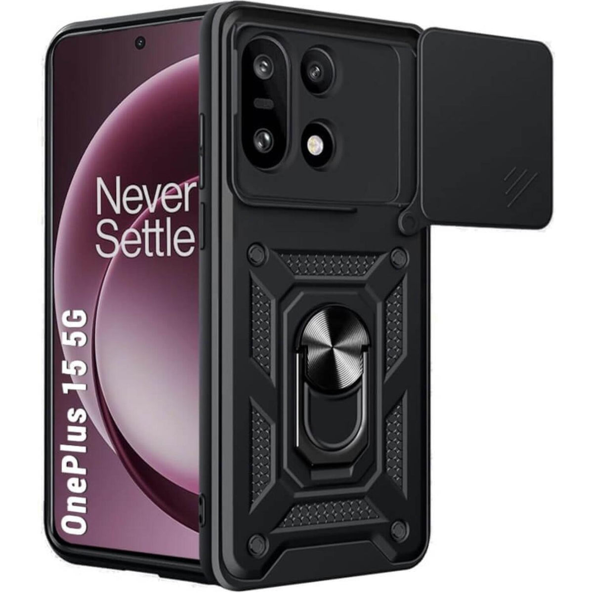Θήκη OnePlus 15 Bodycell Armor Slide Ανθεκτική με Κάλυμμα για την Κάμερα & Μεταλλικό Ring Holder - Black (5206015084898)