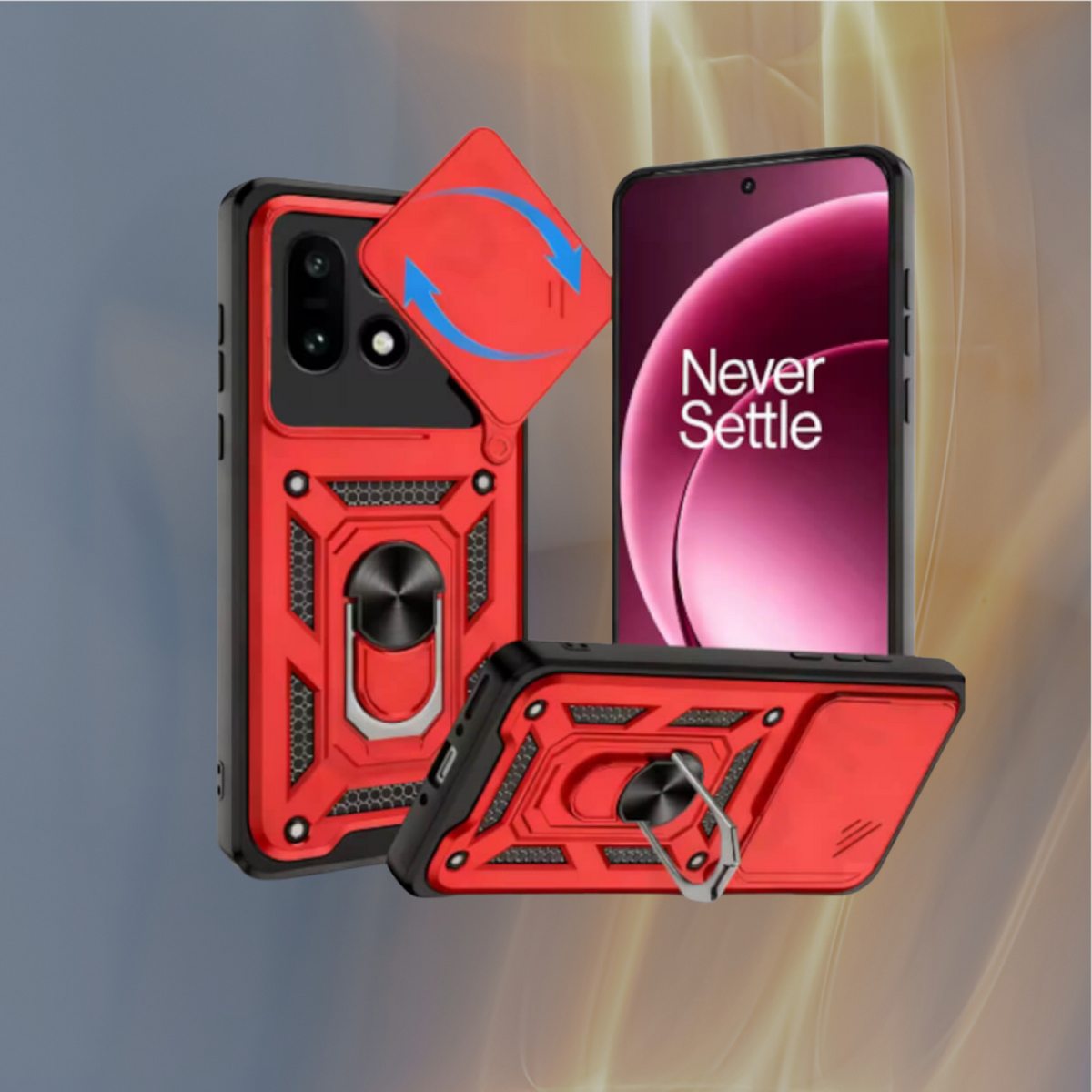 Θήκη OnePlus 15 Bodycell Armor Slide Ανθεκτική με Κάλυμμα για την Κάμερα & Μεταλλικό Ring Holder - Red (5206015084904)