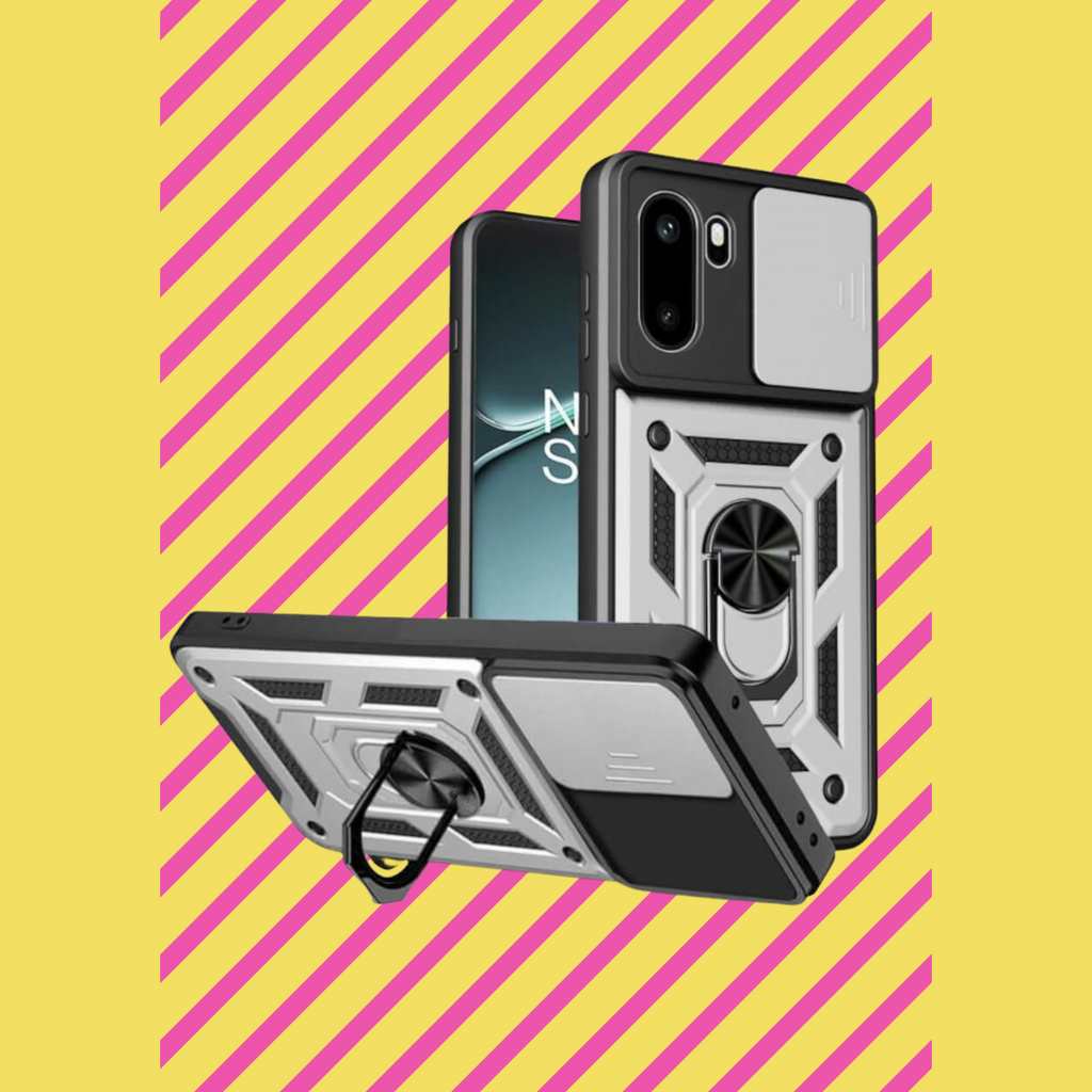 Θήκη OnePlus 15R Bodycell Armor Slide Ανθεκτική με Κάλυμμα για την Κάμερα & Μεταλλικό Ring Holder - Silver (5206015085741)