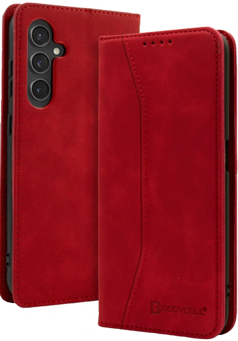 Θήκη Πορτοφόλι - Samsung Galaxy S24 - Bodycell Book Case - Red (5206015073502)