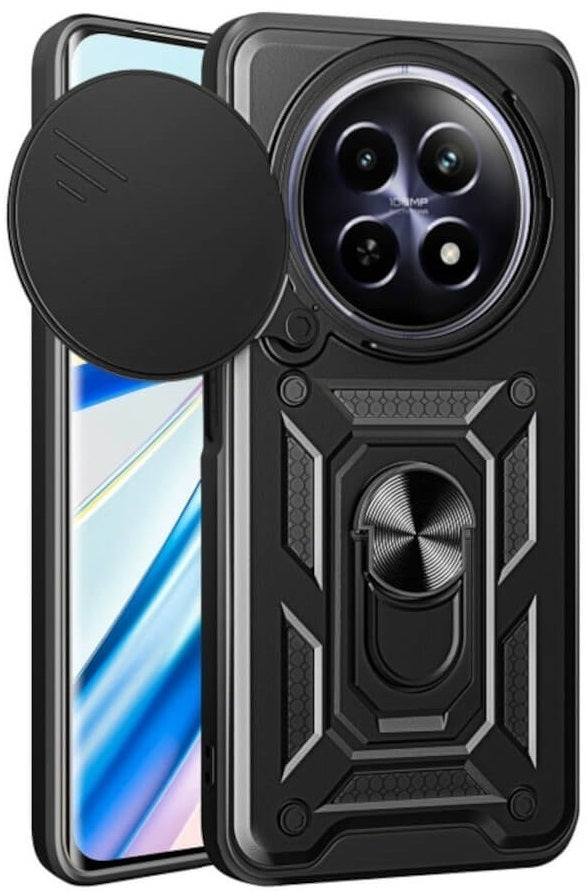 Θήκη Realme 12 5G / 12x 5G - Bodycell Armor Slide Ανθεκτική με Κάλυμμα για την Κάμερα & Μεταλλικό Ring Holder - Black (520601