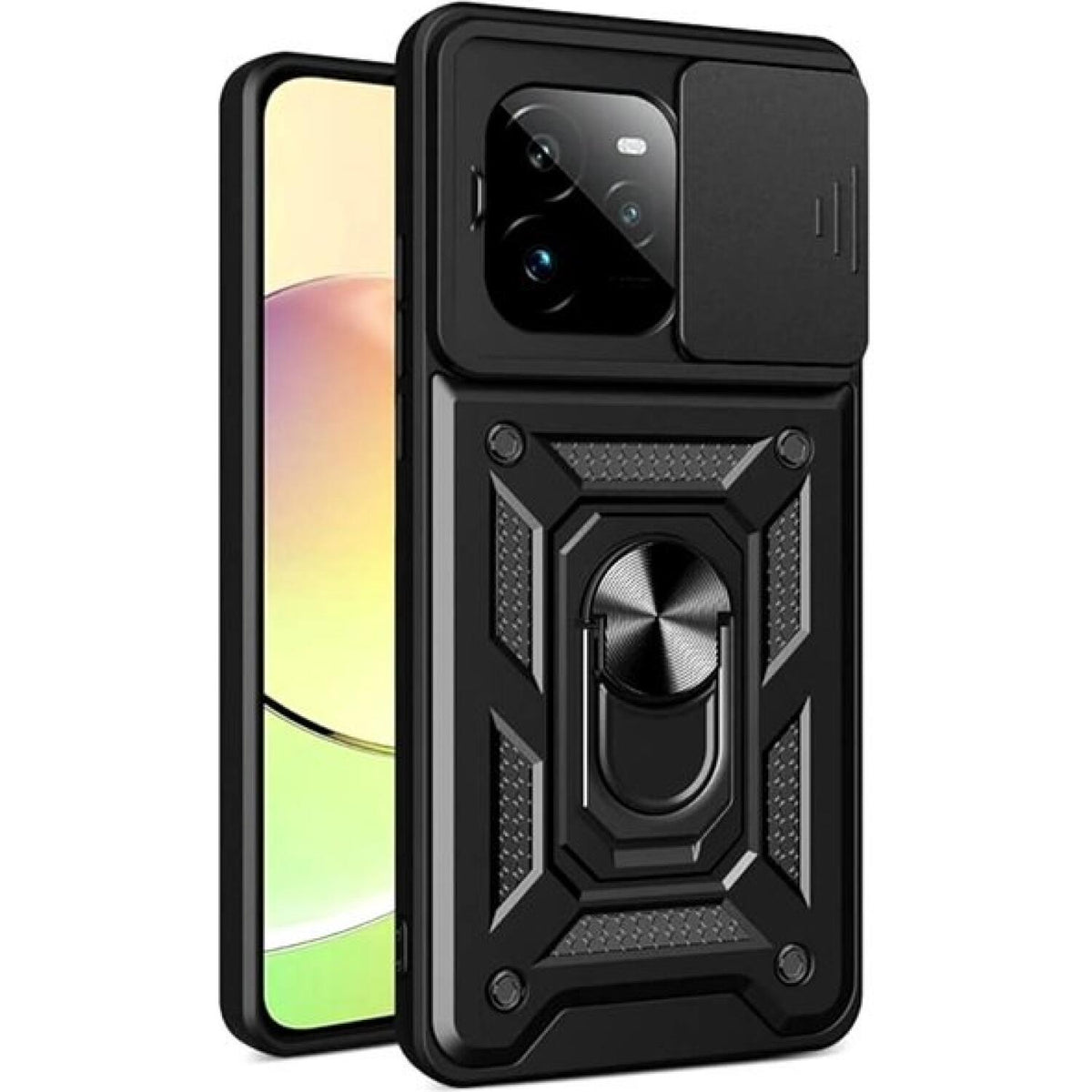 Θήκη Realme GT 7 Pro Bodycell Armor Slide Ανθεκτική με Κάλυμμα για την Κάμερα & Μεταλλικό Ring Holder - Black (5206015082504)