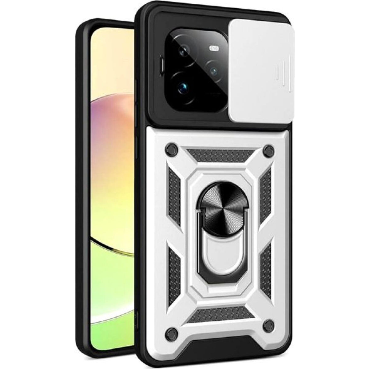 Θήκη Realme GT 7 Pro Bodycell Armor Slide Ανθεκτική με Κάλυμμα για την Κάμερα & Μεταλλικό Ring Holder - Silver (5206015082528