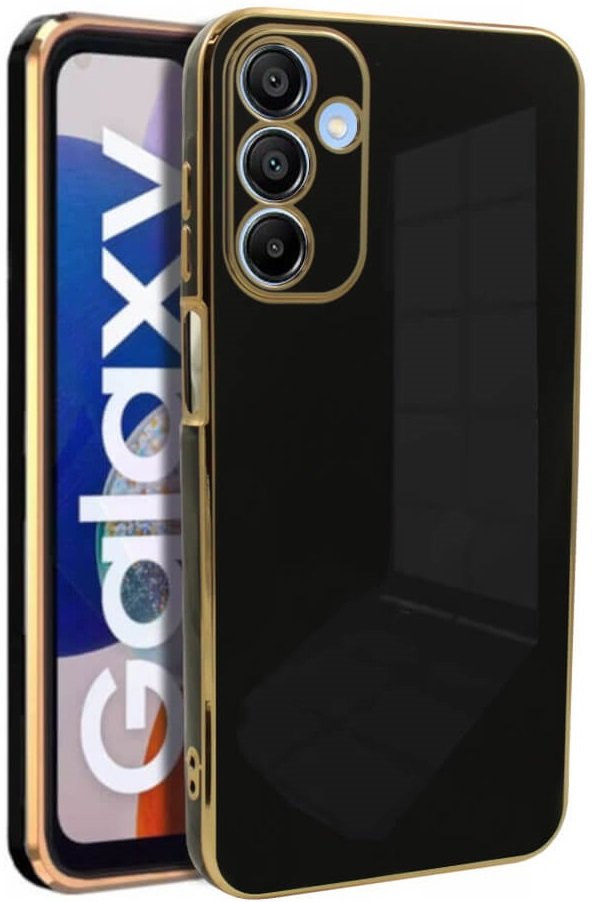 Θήκη Samsung Galaxy A15 Bodycell Gold Plated Σιλικόνης - Black (5206015081293)