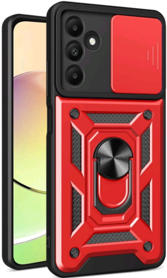 Θήκη Samsung Galaxy A16 - Bodycell Armor Slide Ανθεκτική με Κάλυμμα για την Κάμερα & Μεταλλικό Ring Holder - Red (52060150788
