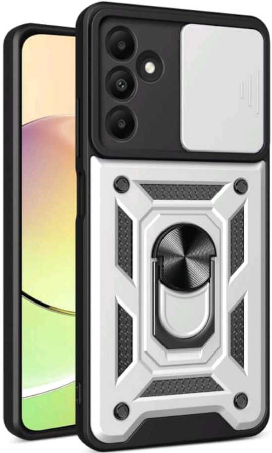 Θήκη Samsung Galaxy A16 - Bodycell Armor Slide Ανθεκτική με Κάλυμμα για την Κάμερα & Μεταλλικό Ring Holder - Silver (52060150