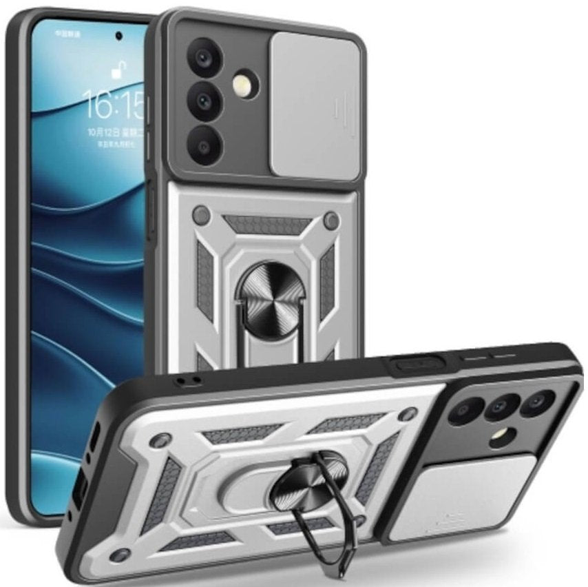 Θήκη Samsung Galaxy A26 Bodycell Armor Slide Ανθεκτική με Κάλυμμα για την Κάμερα & Μεταλλικό Ring Holder - Silver (5206015080
