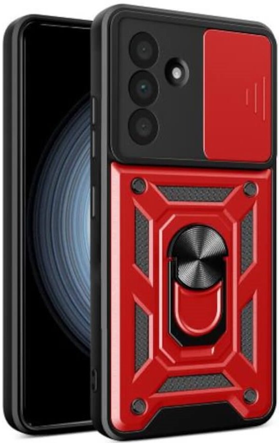 Θήκη Samsung Galaxy A36 Bodycell Armor Slide Ανθεκτική με Κάλυμμα για την Κάμερα & Μεταλλικό Ring Holder - Red (5206015080890