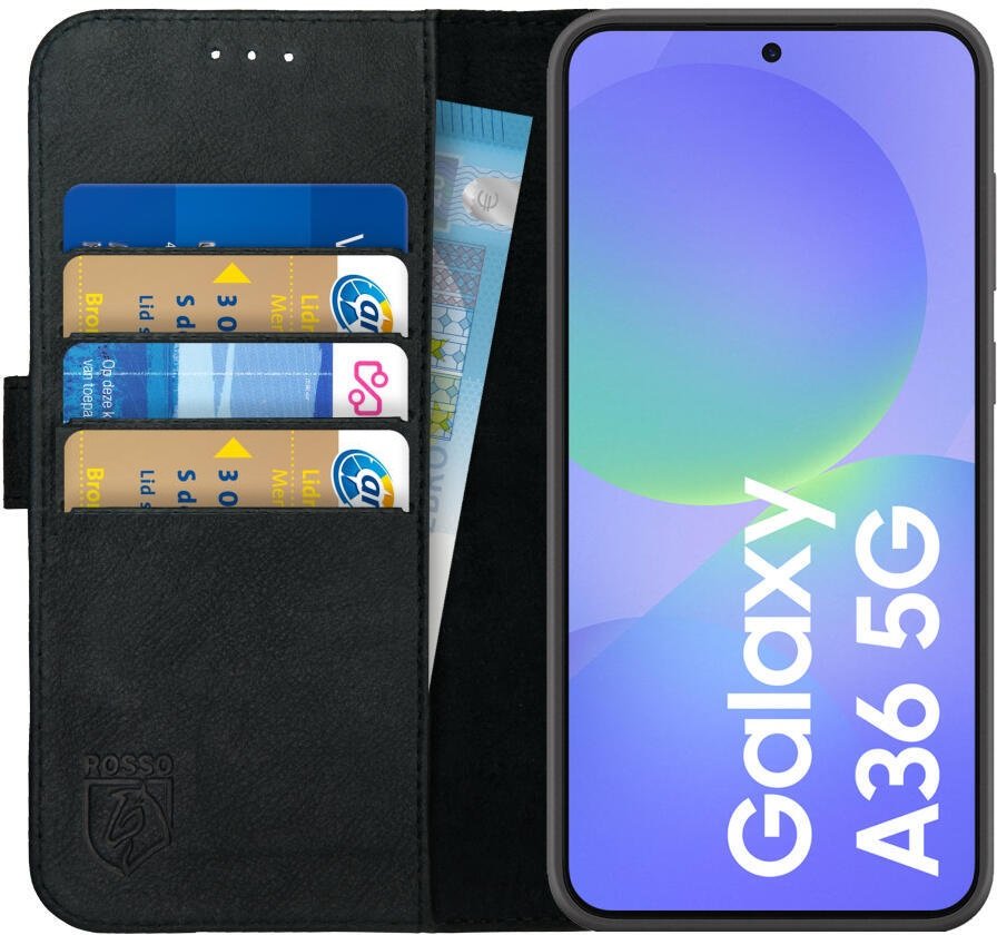 Θήκη Samsung Galaxy A36 Rosso Deluxe Δερμάτινο Πορτοφόλι - Black (8719246468650)