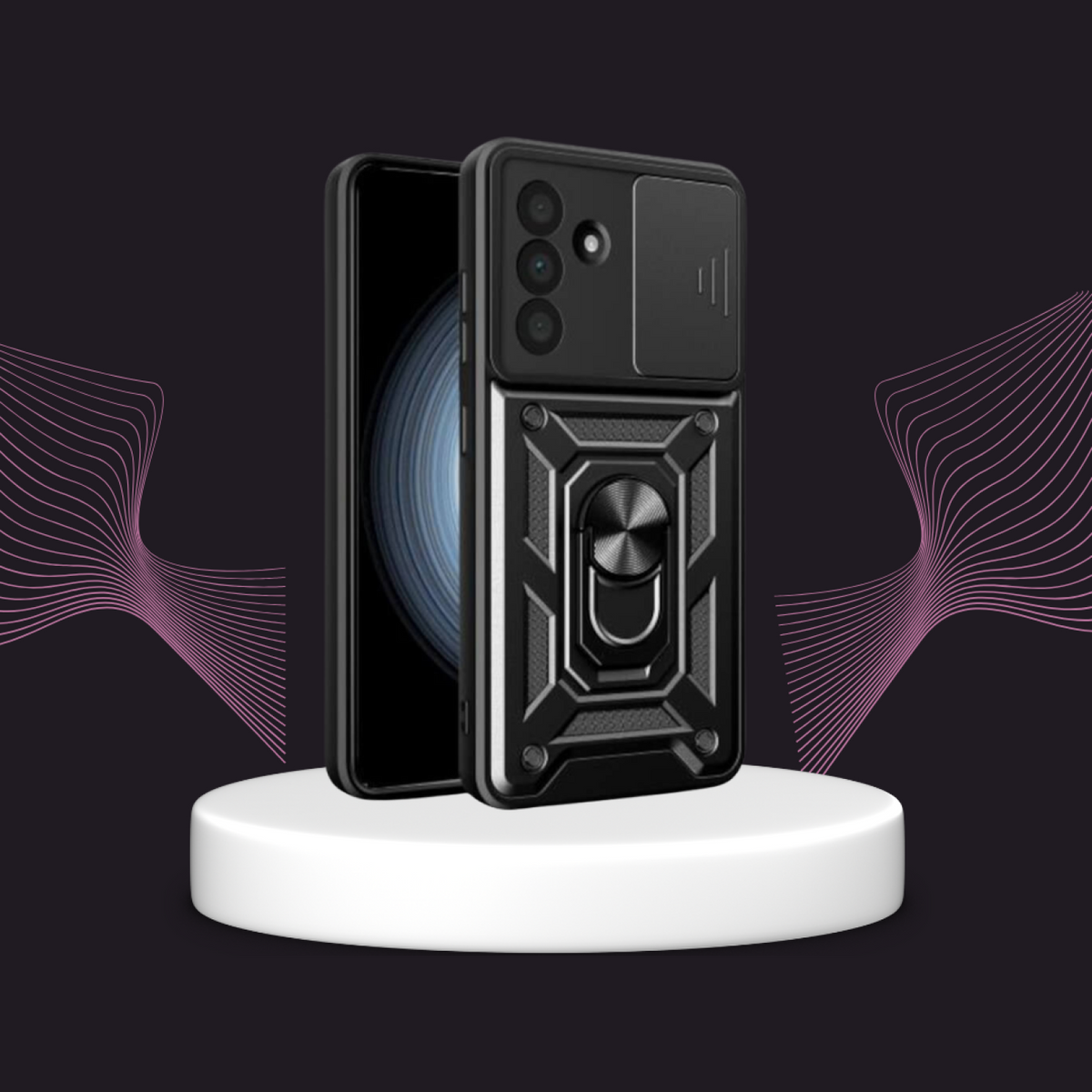 Θήκη Samsung Galaxy A37 Bodycell Armor Slide Ανθεκτική με Κάλυμμα για την Κάμερα & Μεταλλικό Ring Holder - Black (52060150859