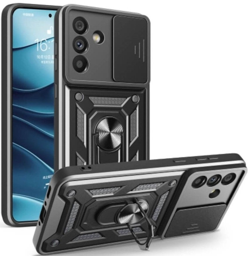 Θήκη Samsung Galaxy A56 Bodycell Armor Slide Ανθεκτική με Κάλυμμα για την Κάμερα & Μεταλλικό Ring Holder - Black (52060150809