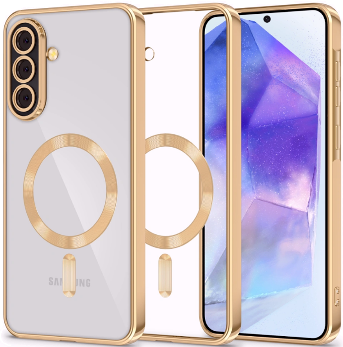 Θήκη Samsung Galaxy A56 Tech-Protect MagFlex Διάφανη Σιλικόνης με MagSafe - Shiny Gold (5906302362240)