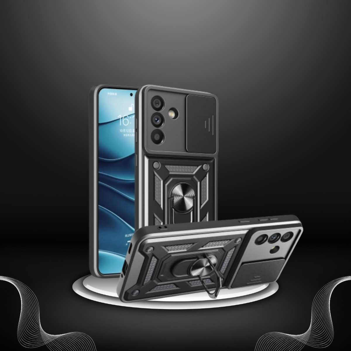 Θήκη Samsung Galaxy A57 Bodycell Armor Slide Ανθεκτική με Κάλυμμα για την Κάμερα & Μεταλλικό Ring Holder - Black (52060150861