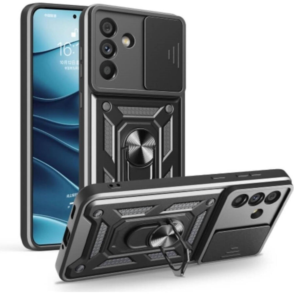 Θήκη Samsung Galaxy A57 Bodycell Armor Slide Ανθεκτική με Κάλυμμα για την Κάμερα & Μεταλλικό Ring Holder - Black (52060150861