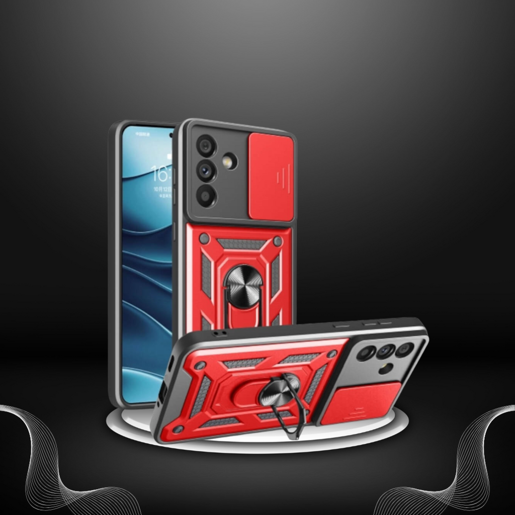 Θήκη Samsung Galaxy A57 Bodycell Armor Slide Ανθεκτική με Κάλυμμα για την Κάμερα & Μεταλλικό Ring Holder - Red (5206015086182