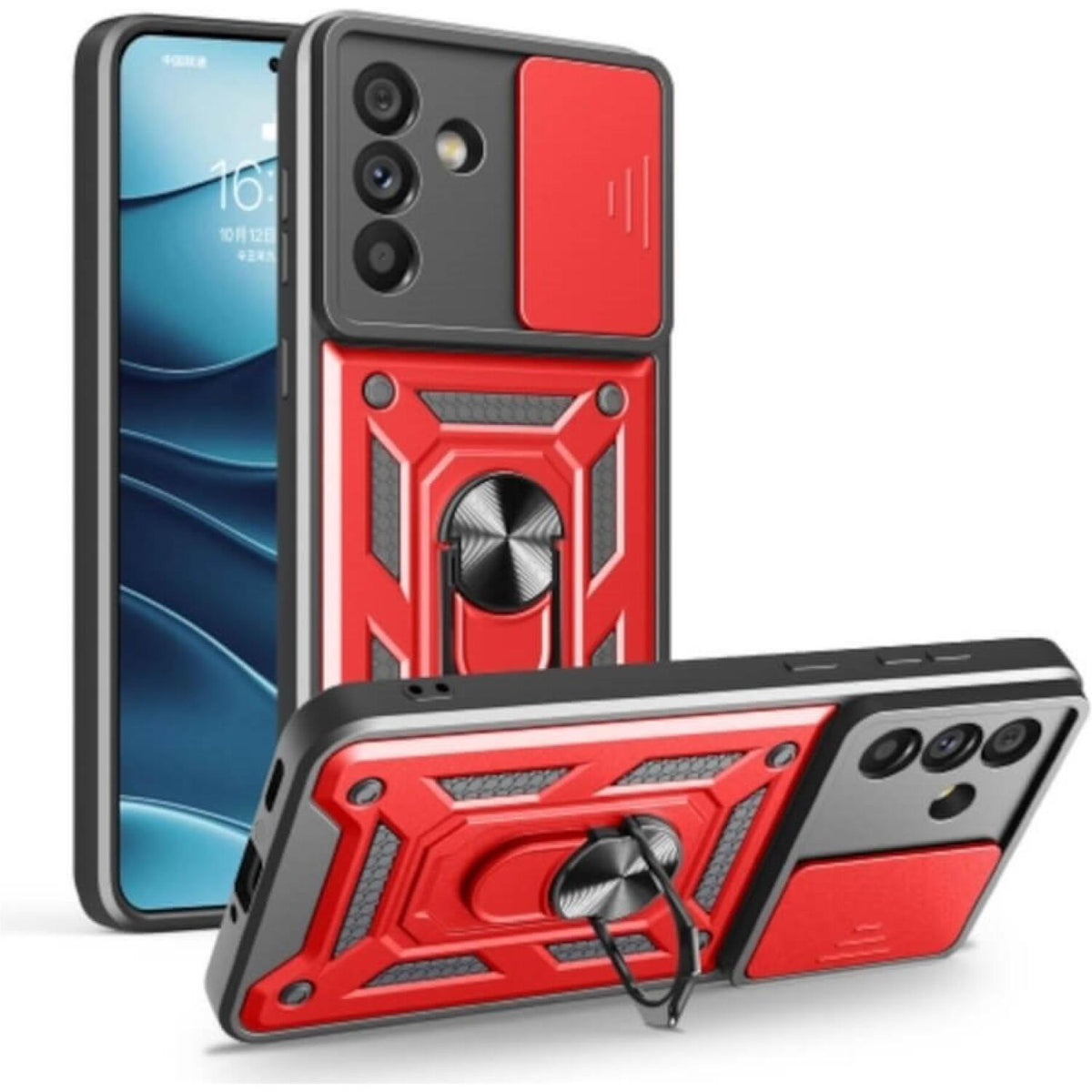 Θήκη Samsung Galaxy A57 Bodycell Armor Slide Ανθεκτική με Κάλυμμα για την Κάμερα & Μεταλλικό Ring Holder - Red (5206015086182