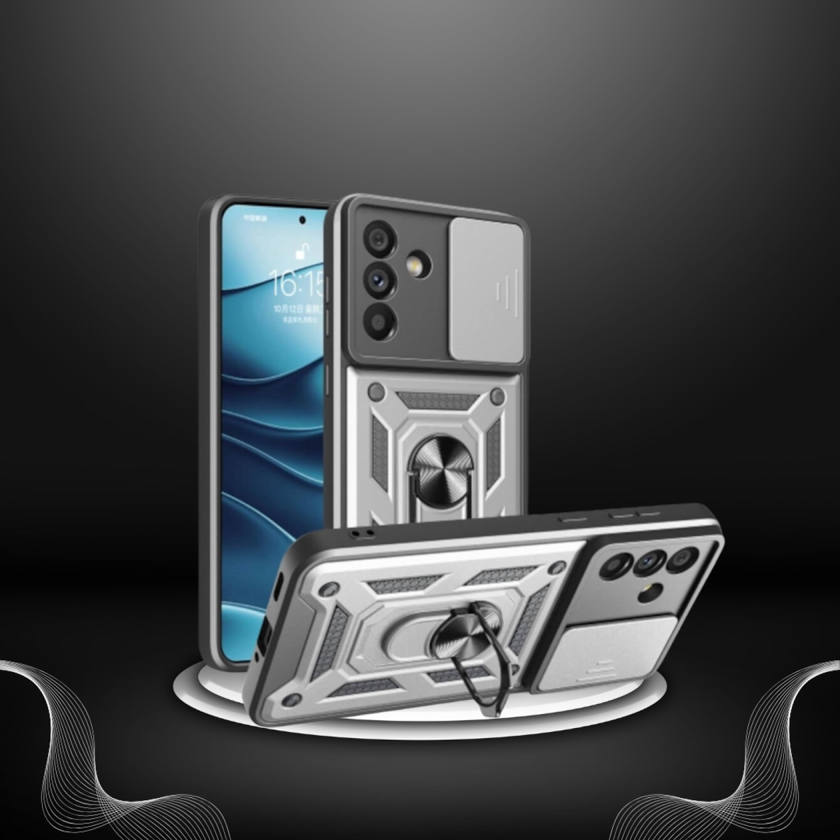 Θήκη Samsung Galaxy A57 Bodycell Armor Slide Ανθεκτική με Κάλυμμα για την Κάμερα & Μεταλλικό Ring Holder - Silver (5206015086