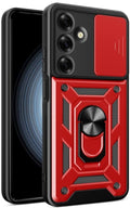 Θήκη Samsung Galaxy S24 FE - Bodycell Armor Slide Ανθεκτική με Κάλυμμα για την Κάμερα & Μεταλλικό Ring Holder - Red (52060150