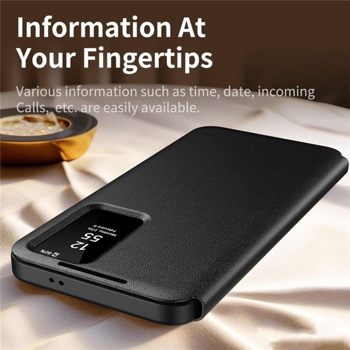 Θήκη Samsung Galaxy S24 Ultra Techsuit SmartView Series Flip με Ενεργό Πορτάκι - Black (5949419303355)