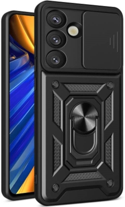 Θήκη Samsung Galaxy S25 Bodycell Armor Slide Ανθεκτική με Κάλυμμα για την Κάμερα & Μεταλλικό Ring Holder - Black (52060150809