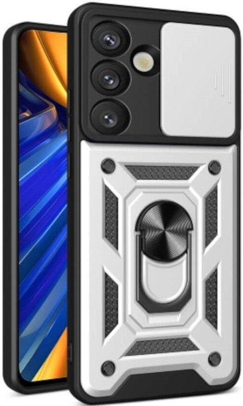Θήκη Samsung Galaxy S25 Bodycell Armor Slide Ανθεκτική με Κάλυμμα για την Κάμερα & Μεταλλικό Ring Holder - Silver (5206015080