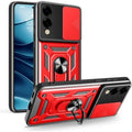 Θήκη Samsung Galaxy S25 Edge Bodycell Armor Slide Ανθεκτική με Κάλυμμα για την Κάμερα & Μεταλλικό Ring Holder - Red (52060150