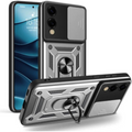 Θήκη Samsung Galaxy S25 Edge Bodycell Armor Slide Ανθεκτική με Κάλυμμα για την Κάμερα & Μεταλλικό Ring Holder - Silver (52060