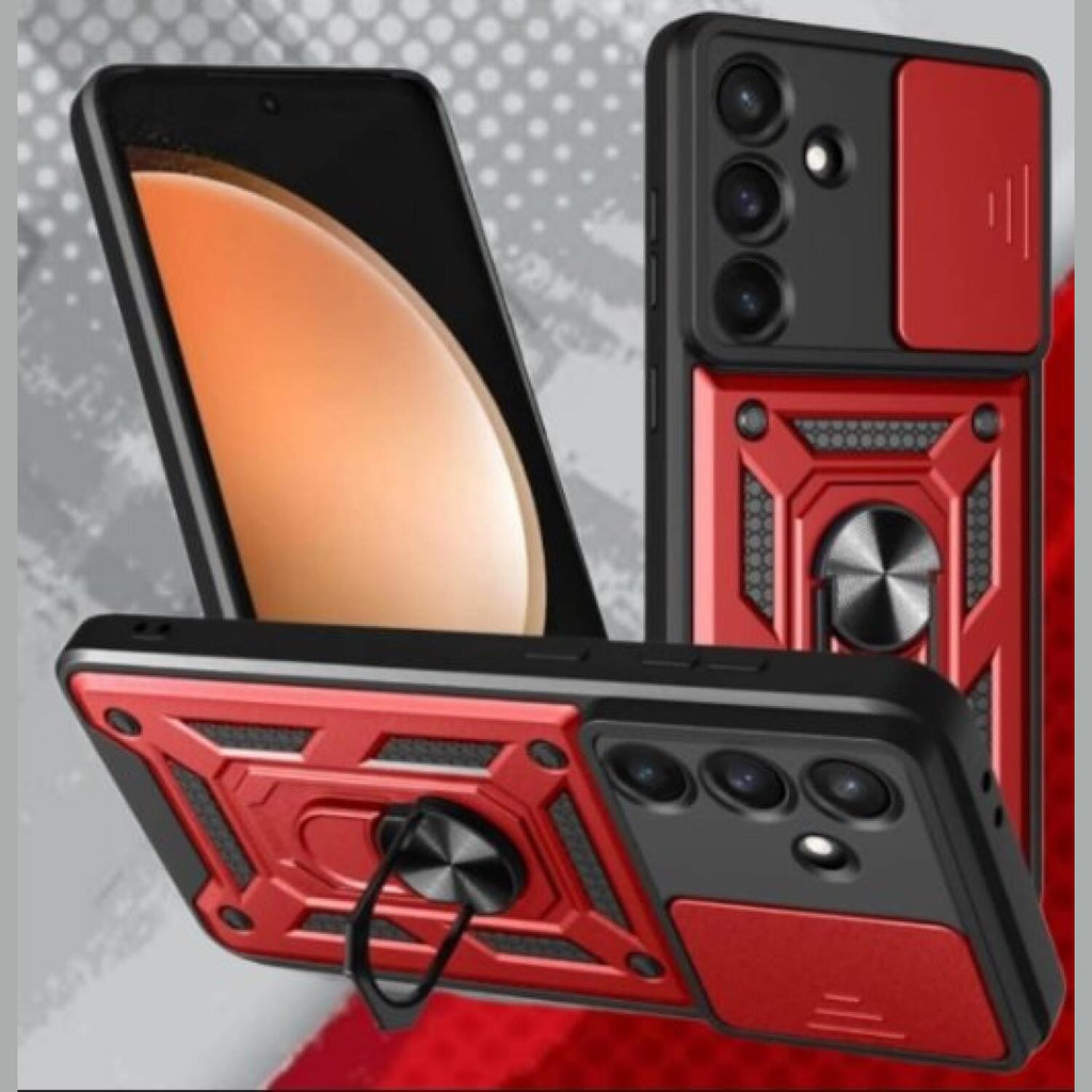 Θήκη Samsung Galaxy S25 FE Bodycell Armor Slide Ανθεκτική με Κάλυμμα για την Κάμερα & Μεταλλικό Ring Holder - Red (5206015084
