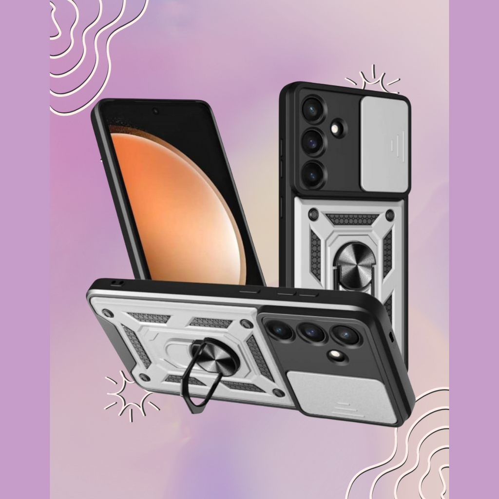 Θήκη Samsung Galaxy S25 FE Bodycell Armor Slide Ανθεκτική με Κάλυμμα για την Κάμερα & Μεταλλικό Ring Holder - Silver (5206015