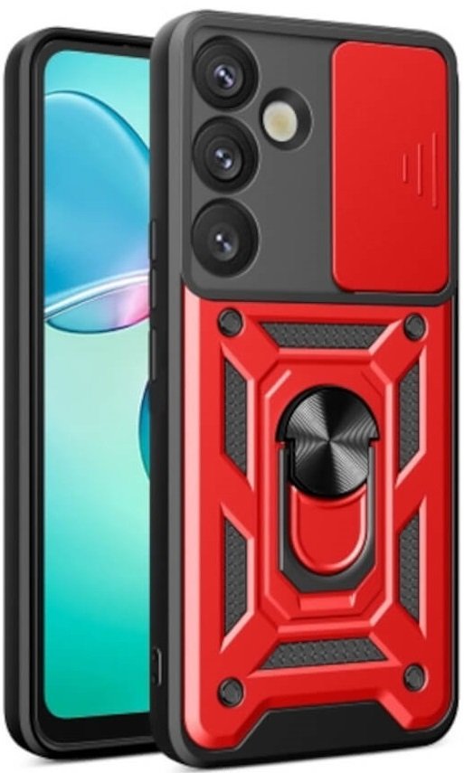 Θήκη Samsung Galaxy S25 Plus Bodycell Armor Slide Ανθεκτική με Κάλυμμα για την Κάμερα & Μεταλλικό Ring Holder - Red (52060150