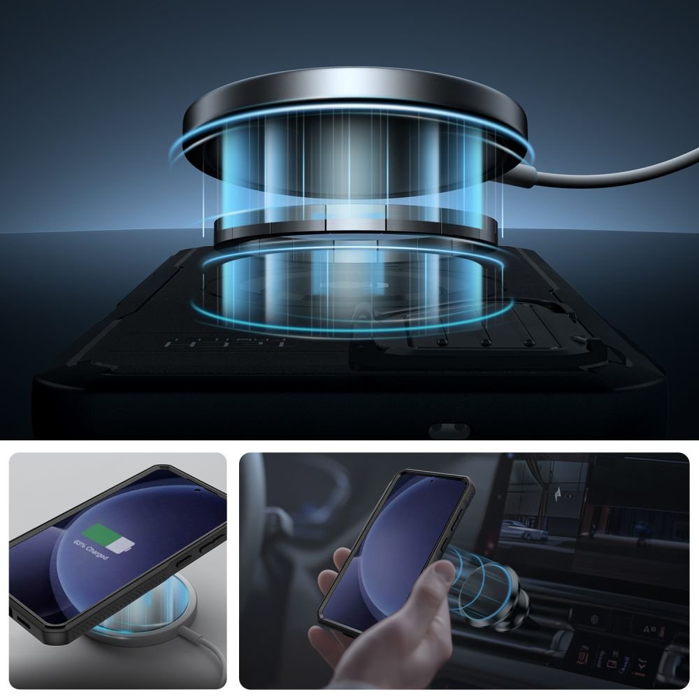 Θήκη Samsung Galaxy S25 Plus Tech-Protect Kevlar MagSafe Plus Full Body 360° με KickStand / Κάλυμμα Κάμερας & MagSafe - Black