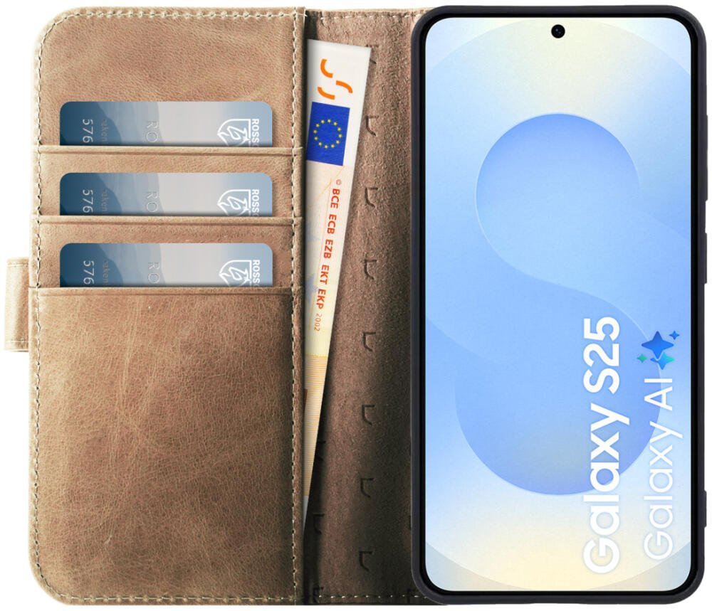 Θήκη Samsung Galaxy S25 Rosso Elite Δερμάτινο Πορτοφόλι με MagSafe - Light Brown (8719246463365)