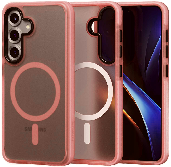Θήκη Samsung Galaxy S25 Spacecase Hybrid Fusion Mag Ημιδιάφανη Σκληρή με MagSafe - Pink (5905719114268)