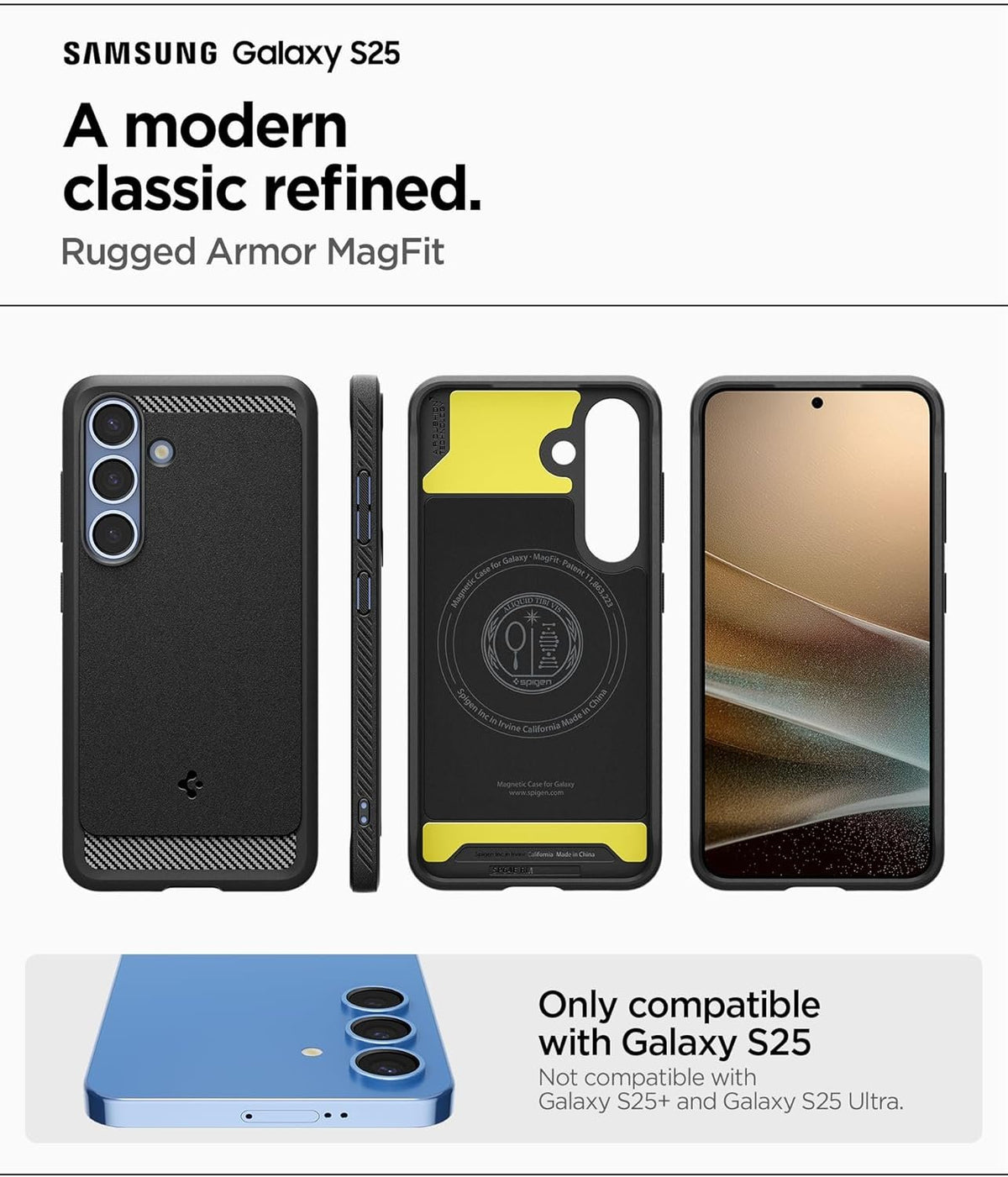 Θήκη Samsung Galaxy S25 Spigen Rugged Armor MagFit με MagSafe - Matte Black (ACS08998)