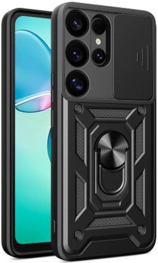 Θήκη Samsung Galaxy S25 Ultra Bodycell Armor Slide Ανθεκτική με Κάλυμμα για την Κάμερα & Μεταλλικό Ring Holder - Black (52060